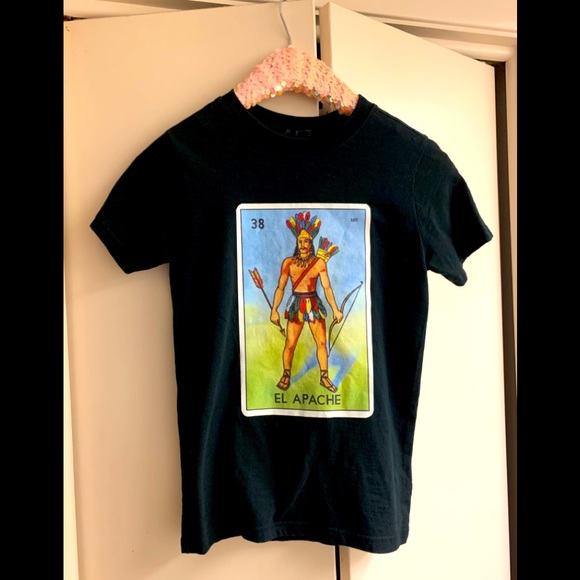 Youth Cat & Jack chalupa loteria El Apache graphic Tshirt black cotton medium - Picture 2 of 8